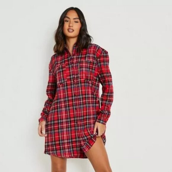 Plaid super soft Oversized Check Shirt Dress - Picture 1 of 9